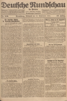 Deutsche Rundschau in Polen : früher Ostdeutsche Rundschau, Bromberger Tageblatt. Jg.47, Nr. 219 (26 September 1923) + dod.