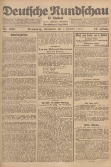 Deutsche Rundschau in Polen : früher Ostdeutsche Rundschau, Bromberger Tageblatt. Jg.47, Nr. 228 (6 Oktober 1923) + dod.