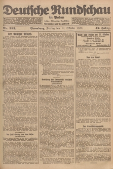 Deutsche Rundschau in Polen : früher Ostdeutsche Rundschau, Bromberger Tageblatt. Jg.47, Nr. 233 (12 Oktober 1923) + dod.