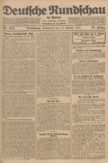 Deutsche Rundschau in Polen : früher Ostdeutsche Rundschau, Bromberger Tageblatt. Jg.47, Nr. 234 (13 Oktober 1923) + dod.