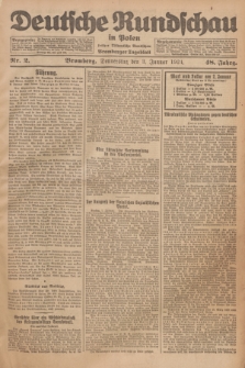 Deutsche Rundschau in Polen : früher Ostdeutsche Rundschau, Bromberger Tageblatt. Jg.48, Nr. 2 (2 Januar 1924) + dod.