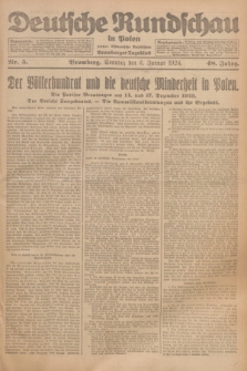 Deutsche Rundschau in Polen : früher Ostdeutsche Rundschau, Bromberger Tageblatt. Jg.48, Nr. 5 (6 Januar 1924) + dod.