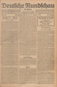 Deutsche Rundschau in Polen : früher Ostdeutsche Rundschau, Bromberger Tageblatt. Jg.48, Nr. 9 (11 Januar 1924) + dod.