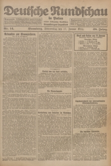 Deutsche Rundschau in Polen : früher Ostdeutsche Rundschau, Bromberger Tageblatt. Jg.48, Nr. 14 (17 Januar 1924) + dod.