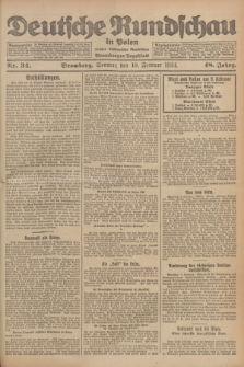 Deutsche Rundschau in Polen : früher Ostdeutsche Rundschau, Bromberger Tageblatt. Jg.48, Nr. 34 (10 Februar 1924) + dod.