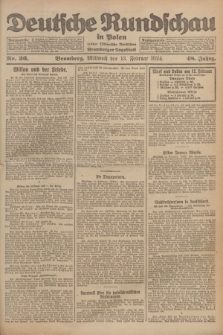 Deutsche Rundschau in Polen : früher Ostdeutsche Rundschau, Bromberger Tageblatt. Jg.48, Nr. 36 (13 Februar 1924) + dod.