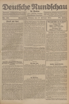 Deutsche Rundschau in Polen : früher Ostdeutsche Rundschau, Bromberger Tageblatt. Jg.48, Nr. 40 (17 Februar 1924) + dod.