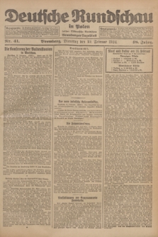 Deutsche Rundschau in Polen : früher Ostdeutsche Rundschau, Bromberger Tageblatt. Jg.48, Nr. 41 (19 Februar 1924) + dod.