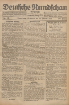 Deutsche Rundschau in Polen : früher Ostdeutsche Rundschau, Bromberger Tageblatt. Jg.48, Nr. 45 (23 Februar 1924) + dod.