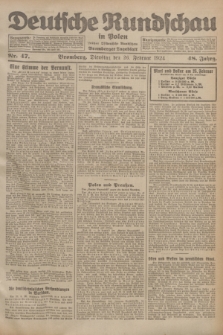 Deutsche Rundschau in Polen : früher Ostdeutsche Rundschau, Bromberger Tageblatt. Jg.48, Nr. 47 (26 Februar 1924) + dod.