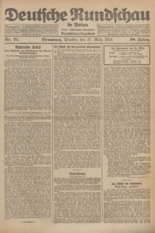 Deutsche Rundschau in Polen : früher Ostdeutsche Rundschau, Bromberger Tageblatt. Jg.48, Nr. 71 (25 März 1924) + dod.