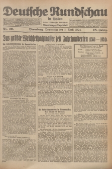 Deutsche Rundschau in Polen : früher Ostdeutsche Rundschau, Bromberger Tageblatt. Jg.48, Nr. 79 (3 April 1924) + dod.