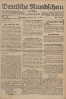 Deutsche Rundschau in Polen : früher Ostdeutsche Rundschau, Bromberger Tageblatt. Jg.48, Nr. 93 (20 April 1924) + dod.