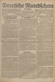 Deutsche Rundschau in Polen : früher Ostdeutsche Rundschau, Bromberger Tageblatt. Jg.48, Nr. 94 (23 April 1924) + dod.
