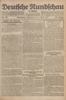 Deutsche Rundschau in Polen : früher Ostdeutsche Rundschau, Bromberger Tageblatt. Jg.48, Nr. 97 (26 April 1924) + dod.