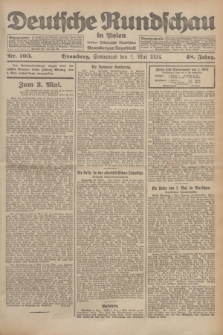Deutsche Rundschau in Polen : früher Ostdeutsche Rundschau, Bromberger Tageblatt. Jg.48, Nr. 103 (3 Mai 1924) + dod.