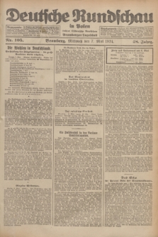 Deutsche Rundschau in Polen : früher Ostdeutsche Rundschau, Bromberger Tageblatt. Jg.48, Nr. 105 (7 Mai 1924) + dod.