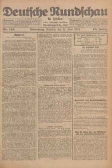 Deutsche Rundschau in Polen : früher Ostdeutsche Rundschau, Bromberger Tageblatt. Jg.48, Nr. 143 (24 Juni 1924) + dod.