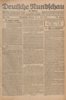 Deutsche Rundschau in Polen : früher Ostdeutsche Rundschau, Bromberger Tageblatt. Jg.48, Nr. 154 (6 Juli 1924) + dod.