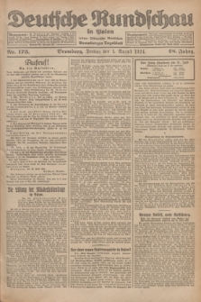 Deutsche Rundschau in Polen : früher Ostdeutsche Rundschau, Bromberger Tageblatt. Jg.48, Nr. 176 (1 August 1924) + dod.