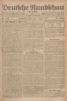 Deutsche Rundschau in Polen : früher Ostdeutsche Rundschau, Bromberger Tageblatt. Jg.48, Nr. 182 (8 August 1924) + dod.