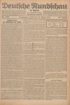 Deutsche Rundschau in Polen : früher Ostdeutsche Rundschau, Bromberger Tageblatt. Jg.48, Nr. 193 (22 August 1924) + dod.
