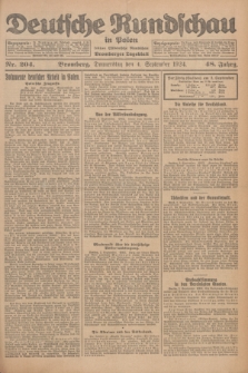 Deutsche Rundschau in Polen : früher Ostdeutsche Rundschau, Bromberger Tageblatt. Jg.48, Nr. 204 (4 September 1924) + dod.