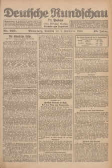 Deutsche Rundschau in Polen : früher Ostdeutsche Rundschau, Bromberger Tageblatt. Jg.48, Nr. 207 (7 September 1924) + dod.