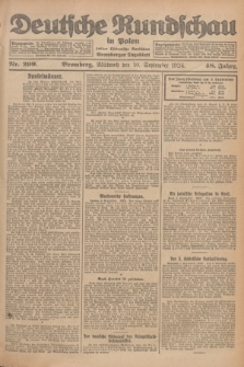 Deutsche Rundschau in Polen : früher Ostdeutsche Rundschau, Bromberger Tageblatt. Jg.48, Nr. 209 (10 September 1924) + dod.