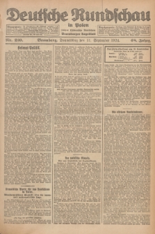 Deutsche Rundschau in Polen : früher Ostdeutsche Rundschau, Bromberger Tageblatt. Jg.48, Nr. 210 (11 September 1924) + dod.