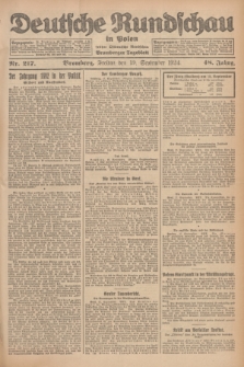 Deutsche Rundschau in Polen : früher Ostdeutsche Rundschau, Bromberger Tageblatt. Jg.48, Nr. 217 (19 September 1924) + dod.
