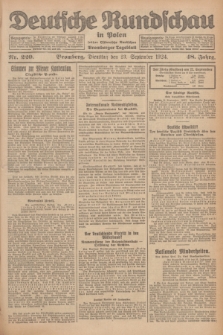 Deutsche Rundschau in Polen : früher Ostdeutsche Rundschau, Bromberger Tageblatt. Jg.48, Nr. 220 (23 September 1924) + dod.