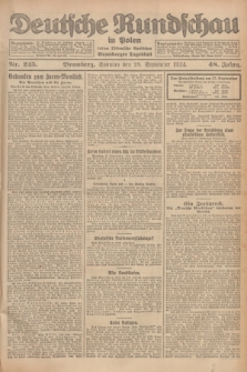 Deutsche Rundschau in Polen : früher Ostdeutsche Rundschau, Bromberger Tageblatt. Jg.48, Nr. 225 (28 September 1924) + dod.