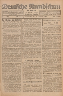 Deutsche Rundschau in Polen : früher Ostdeutsche Rundschau, Bromberger Tageblatt. Jg.48, Nr. 234 (9 Oktober 1924) + dod.