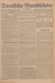 Deutsche Rundschau in Polen : früher Ostdeutsche Rundschau, Bromberger Tageblatt. Jg.48, Nr. 236 (11 Oktober 1924) + dod.