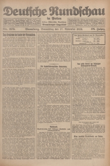 Deutsche Rundschau in Polen : früher Ostdeutsche Rundschau, Bromberger Tageblatt. Jg.48, Nr. 275 (27 November 1924) + dod.