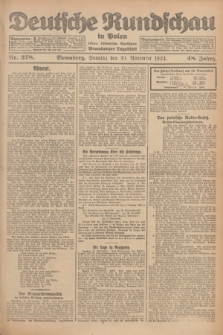 Deutsche Rundschau in Polen : früher Ostdeutsche Rundschau, Bromberger Tageblatt. Jg.48, Nr. 278 (30 November 1924) + dod.