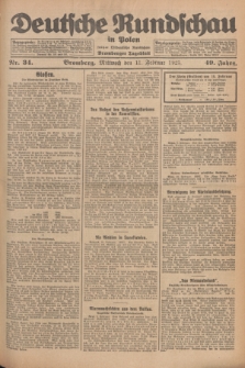 Deutsche Rundschau in Polen : früher Ostdeutsche Rundschau, Bromberger Tageblatt. Jg.49, Nr. 34 (11 Februar 1925) + dod.