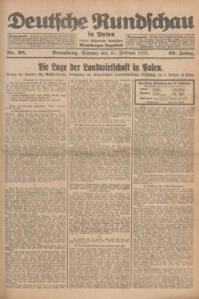Deutsche Rundschau in Polen : früher Ostdeutsche Rundschau, Bromberger Tageblatt. Jg.49, Nr. 38 (15 Februar 1925) + dod.