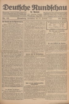 Deutsche Rundschau in Polen : früher Ostdeutsche Rundschau, Bromberger Tageblatt. Jg.49, Nr. 43 (21 Februar 1925) + dod.
