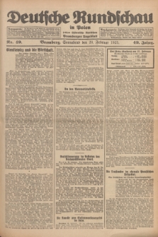 Deutsche Rundschau in Polen : früher Ostdeutsche Rundschau, Bromberger Tageblatt. Jg.49, Nr. 49 (28 Februar 1925) + dod.