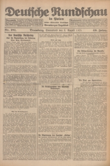 Deutsche Rundschau in Polen : früher Ostdeutsche Rundschau, Bromberger Tageblatt. Jg.49, Nr. 181 (8 August 1925) + dod.