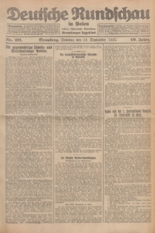 Deutsche Rundschau in Polen : früher Ostdeutsche Rundschau, Bromberger Tageblatt. Jg.49, Nr. 211 (13 September 1925) + dod.