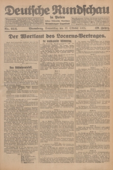 Deutsche Rundschau in Polen : früher Ostdeutsche Rundschau, Bromberger Tageblatt. Jg.49, Nr. 244 (22 Oktober 1925) + dod.