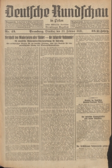 Deutsche Rundschau in Polen : früher Ostdeutsche Rundschau, Bromberger Tageblatt. Jg.33, Nr. 43 (23 Februar 1926) = Jg.50 + dod.