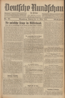 Deutsche Rundschau in Polen : früher Ostdeutsche Rundschau, Bromberger Tageblatt. Jg.33, Nr. 60 (14 März 1926) = Jg.50 + dod.