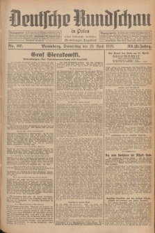 Deutsche Rundschau in Polen : früher Ostdeutsche Rundschau, Bromberger Tageblatt. Jg.33, Nr. 97 (29 April 1926) = Jg.50 + dod.