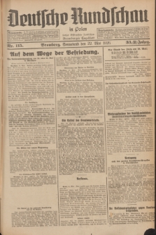 Deutsche Rundschau in Polen : früher Ostdeutsche Rundschau, Bromberger Tageblatt. Jg.33, Nr. 115 (22 Mai 1926) = Jg.50 + dod.