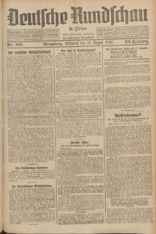 Deutsche Rundschau in Polen : früher Ostdeutsche Rundschau, Bromberger Tageblatt. Jg.33, Nr. 187 (18 August 1926) = Jg.50 + dod.