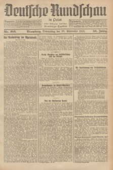Deutsche Rundschau in Polen : früher Ostdeutsche Rundschau, Bromberger Tageblatt. Jg.52, Nr. 216 (20 September 1928) + dod.